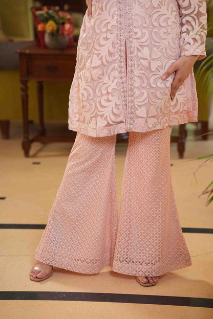 Embroidered kurta with pants and belt