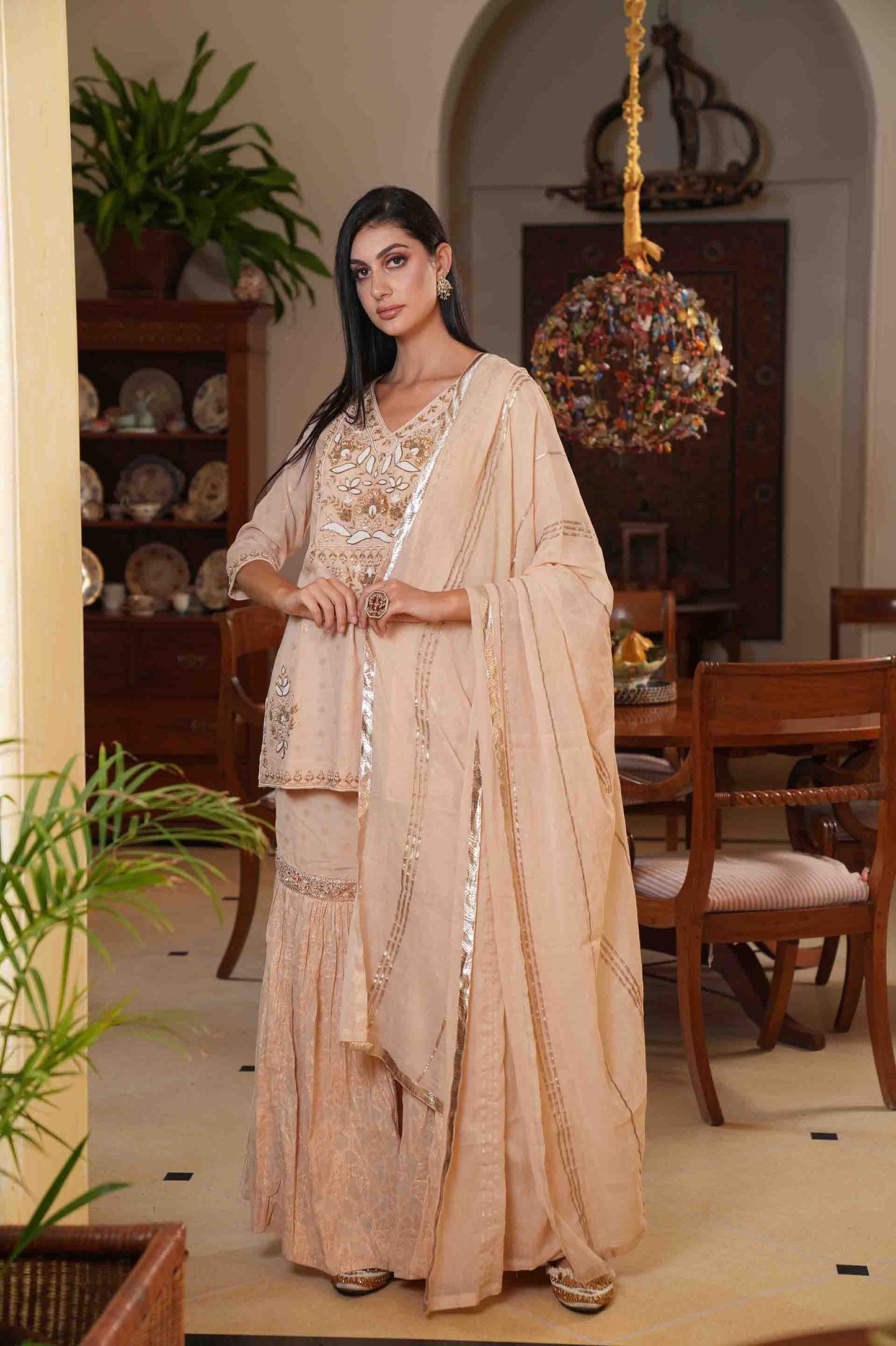 Beige Kurta with garara