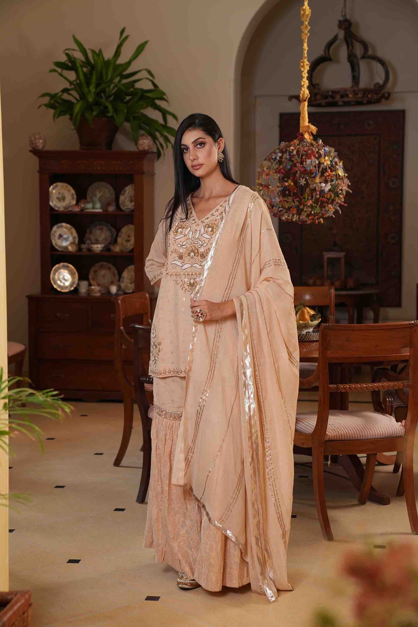 Beige Kurta with garara