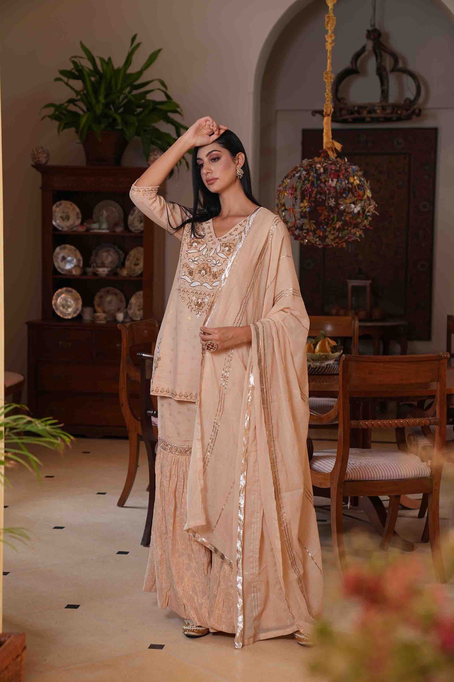 Beige Kurta with garara