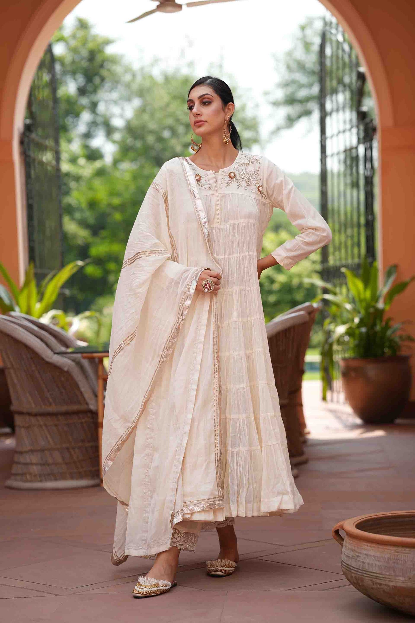 10 frill kurta with yolk embroidered