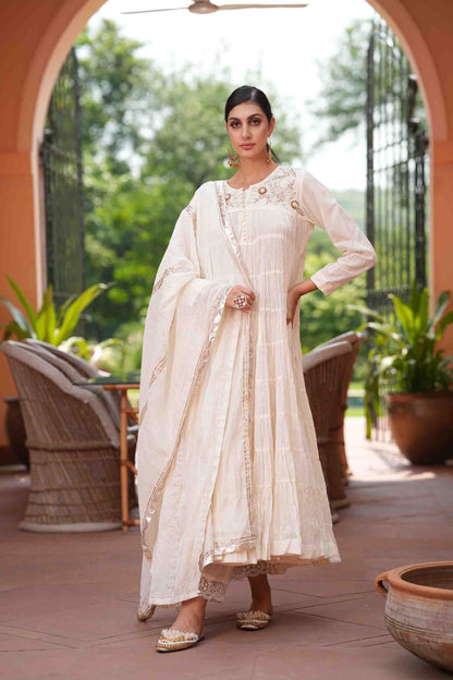 10 frill kurta with yolk embroidered