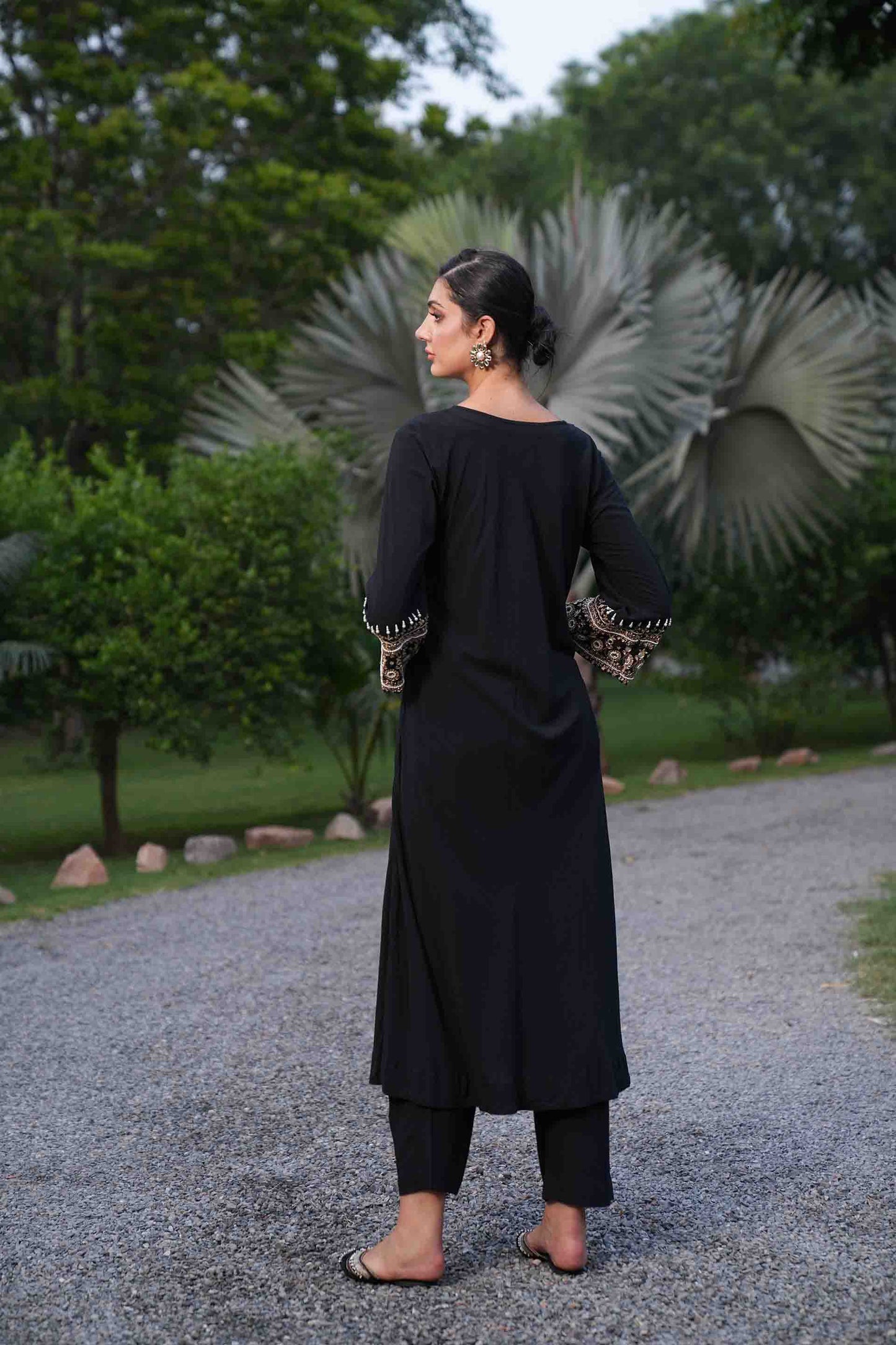 Black kurta with golden embroidery